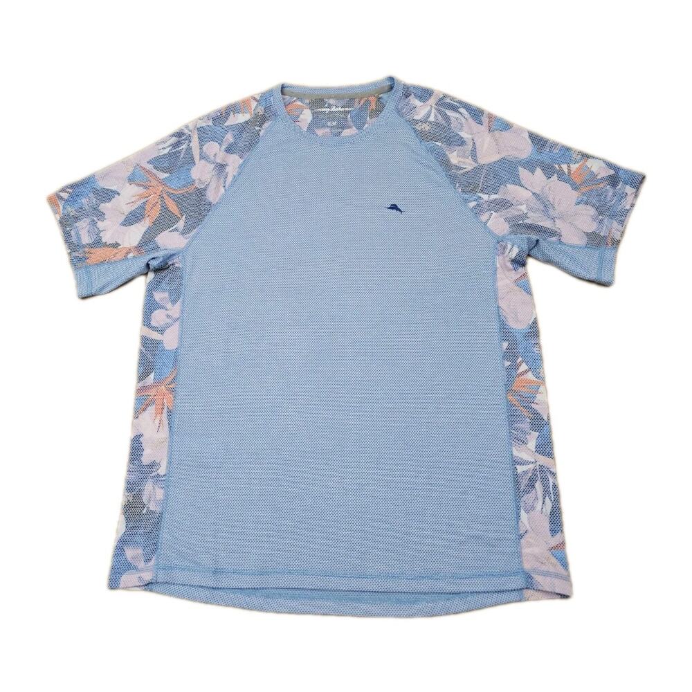 Tommy Bahama Rainforest Bay Rash Guard Mens Size Medium Crew T-Shirt Blue